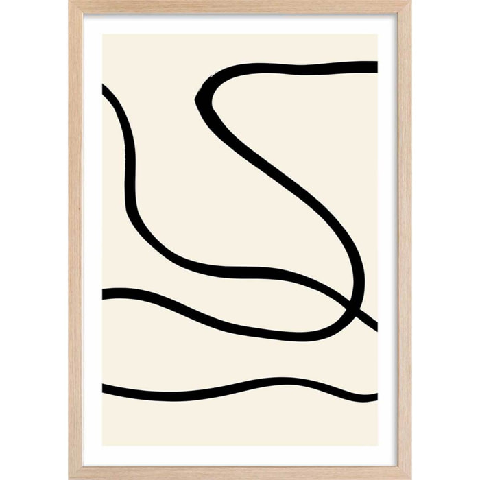 Affiche line art bold III Affiche + cadre en bois - Chêne