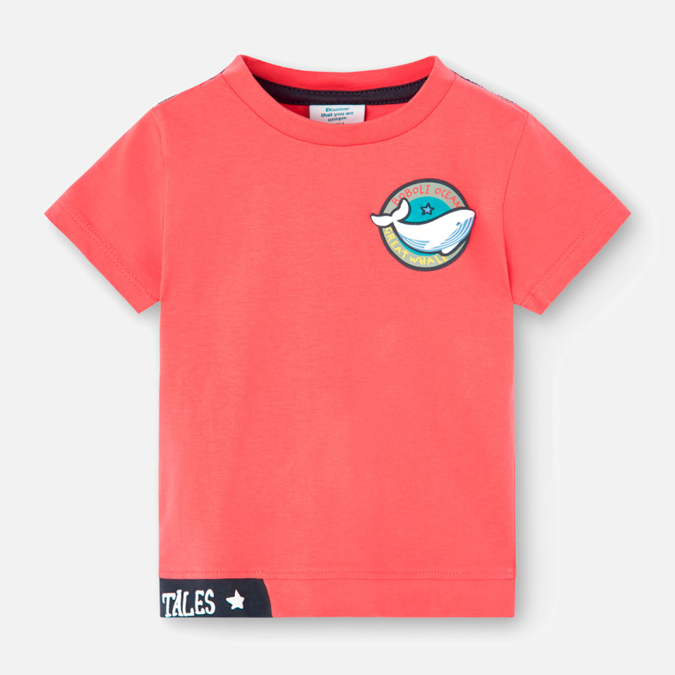 Camiseta niÃ±o estampada, cuello redondo, rojo, 318024