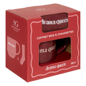 Coffret mug 38cl + chaussettes Drama Queen bordeau