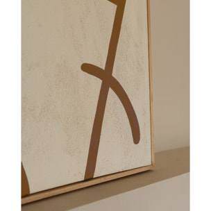 Tableau beige et marron décoratif sur coton avec cadre en bois peint à la main à la peinture à l'huile en différentes tailles