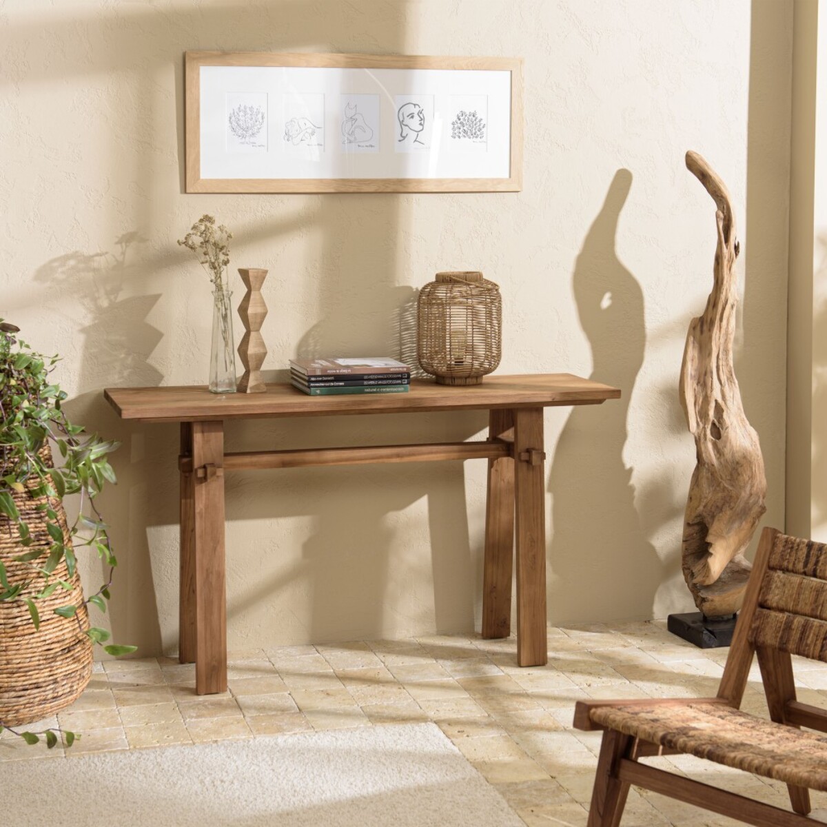SIXTINE - Console 140x40cm en bois de teck recyclé