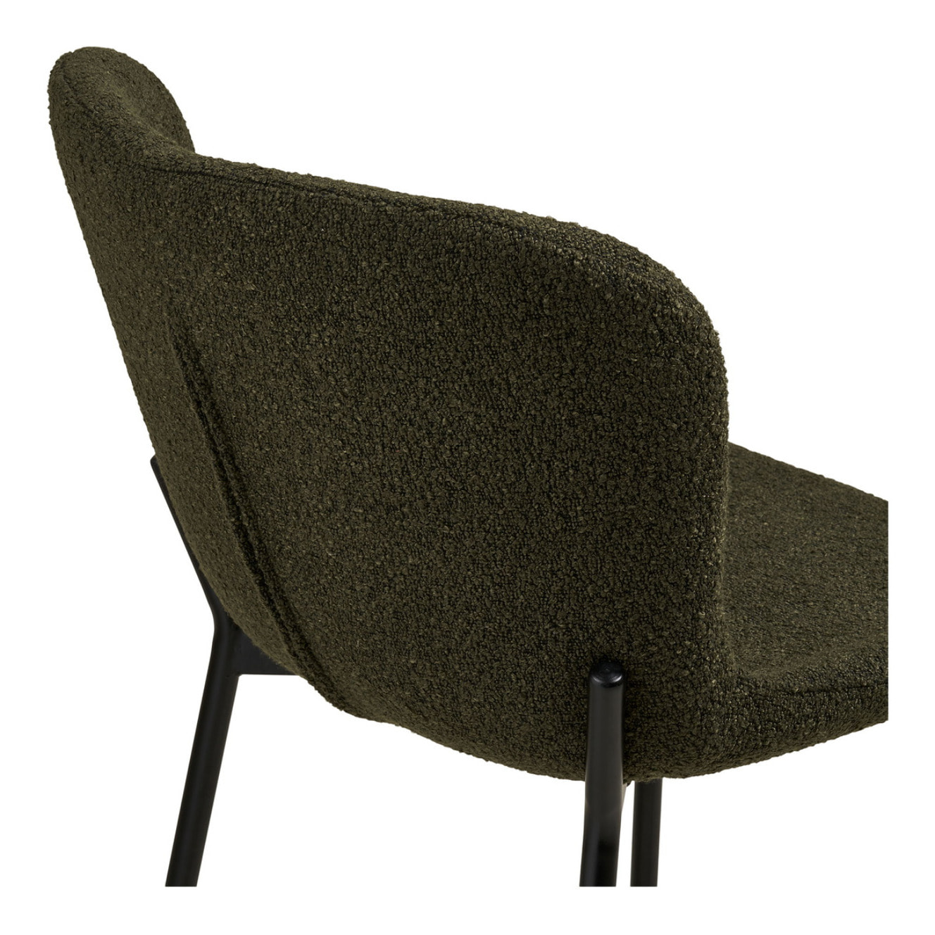 Set 2 sgabelli counter Maceda in bouclé verde scuro con gambe nere 47x55x95 cm