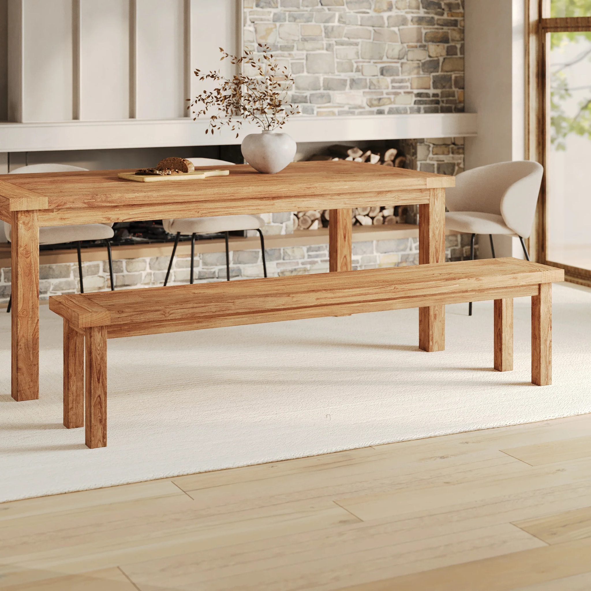 Banc 3 places en bois de teck recyclé 200 cm - Mémo