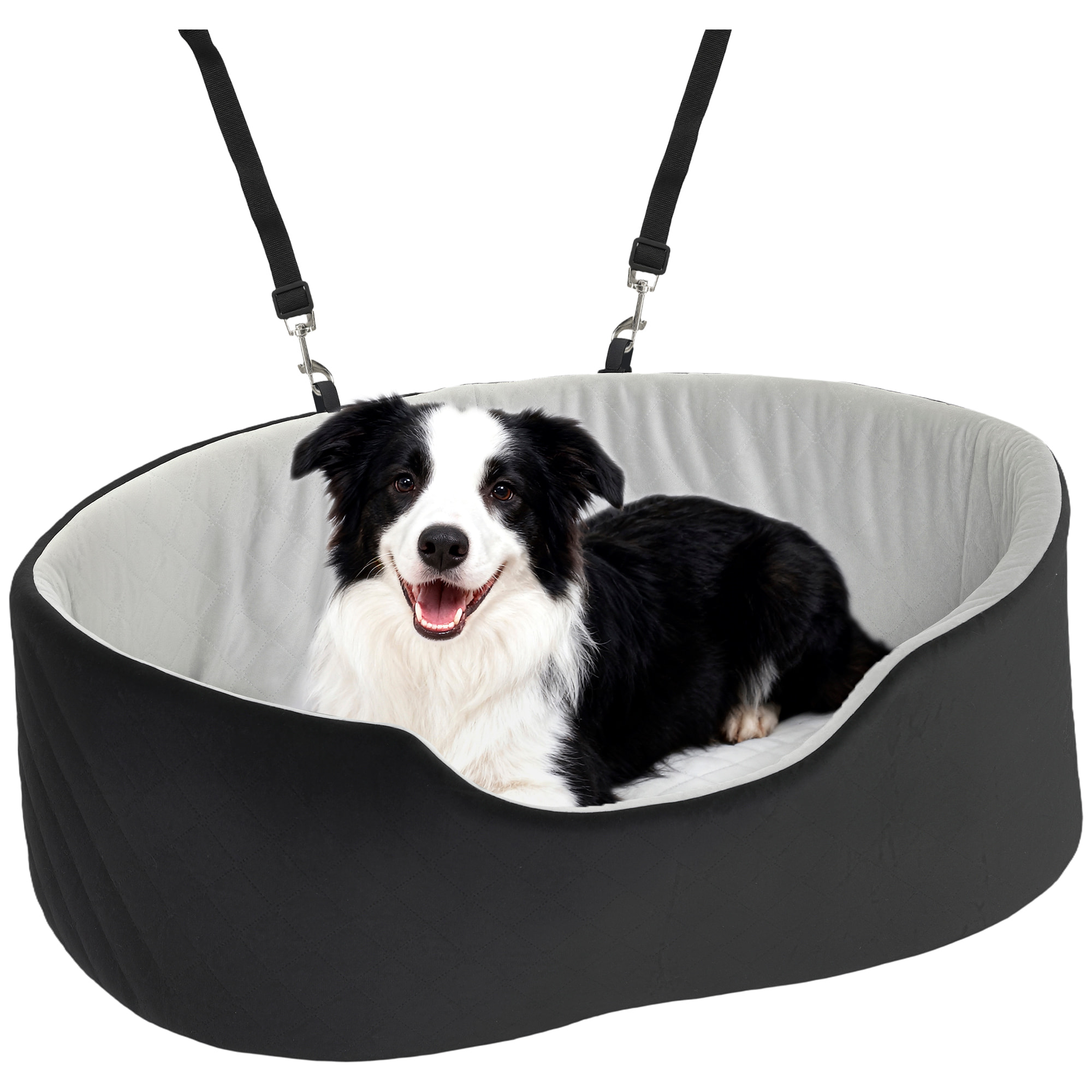 Asiento de Coche para Perros Pequeños y Medianos, Asiento de Coche para Mascotas de hasta 15 kg con Funda Extraíble y Lavable, Cama de Viaje con Cinturón de Seguridad y Base Antideslizante