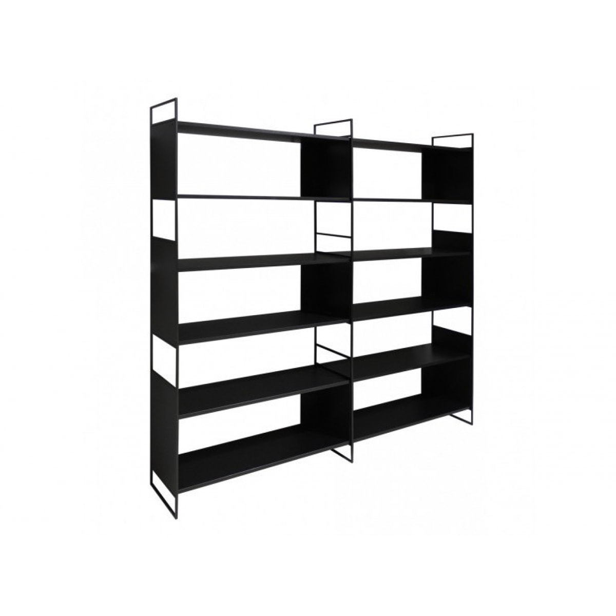 Bibliothèque 8 étagères L.180 cm en métal et décor bois noir - DESTINY