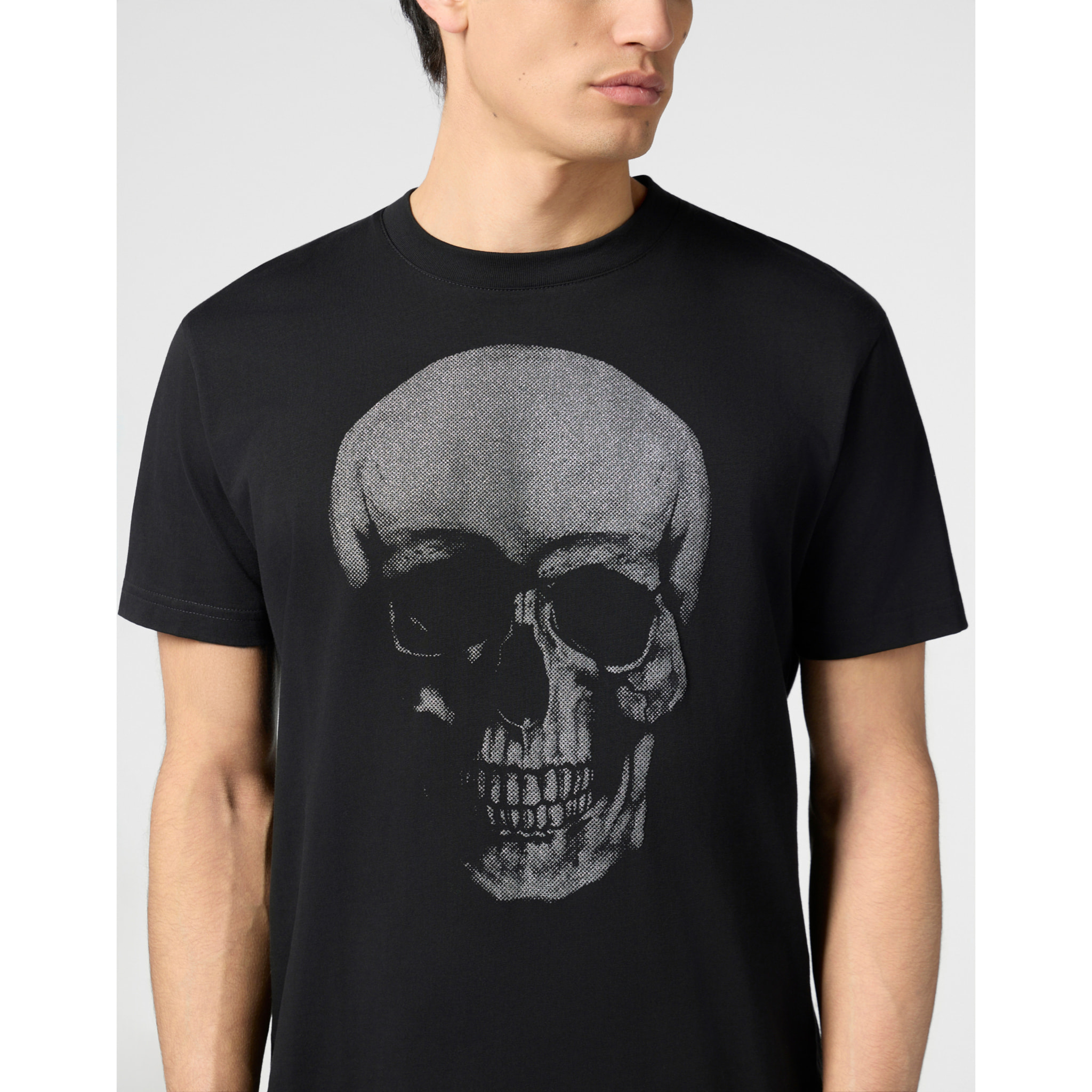 PHILIPP PLEIN Round Neck T-Shirt Glitter Skull