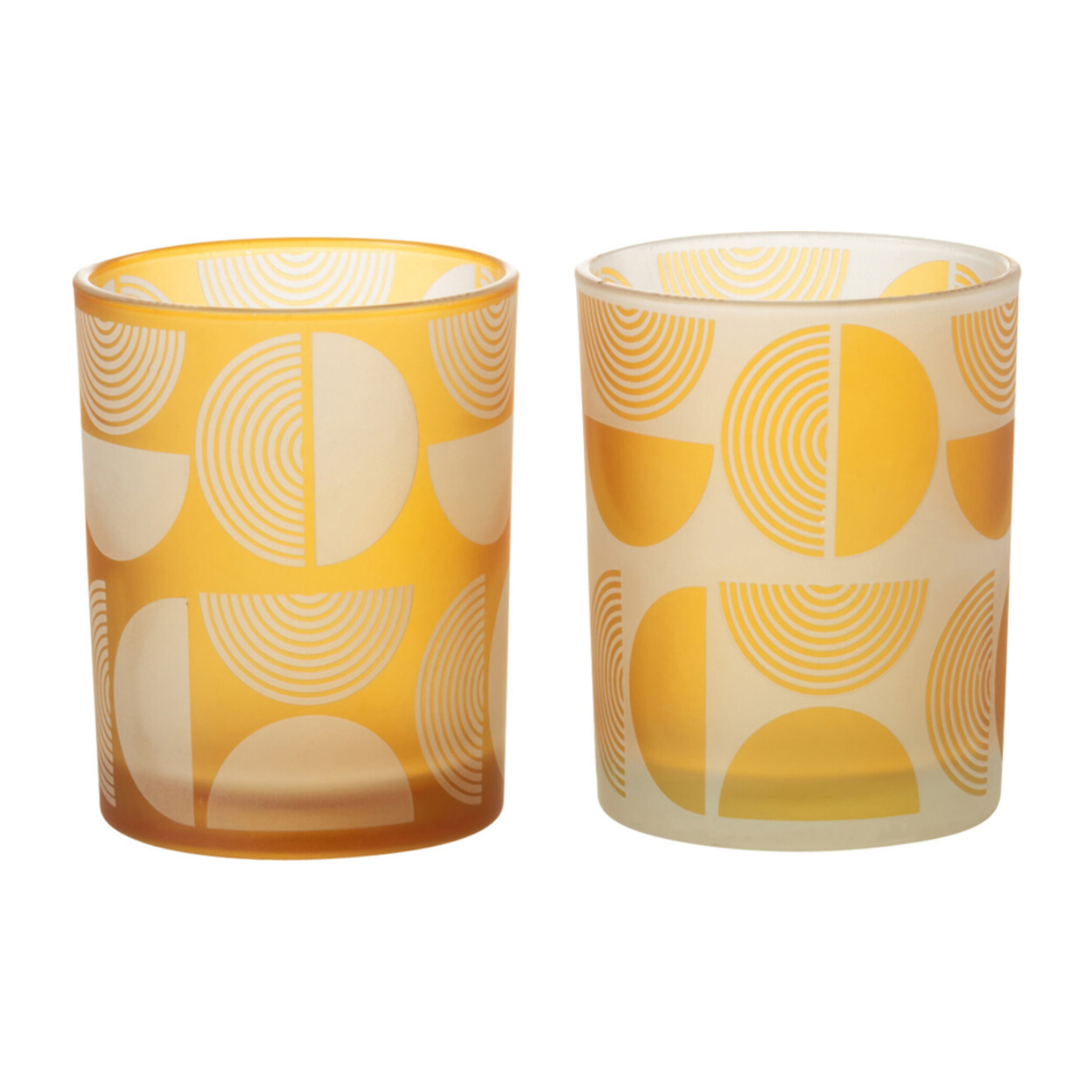 J-Line photophore Demi Cercles - verre - orange - medium - 2 pièces