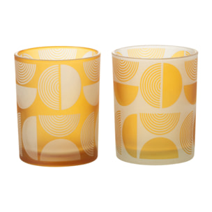 J-Line photophore Demi Cercles - verre - orange - medium - 2 pièces