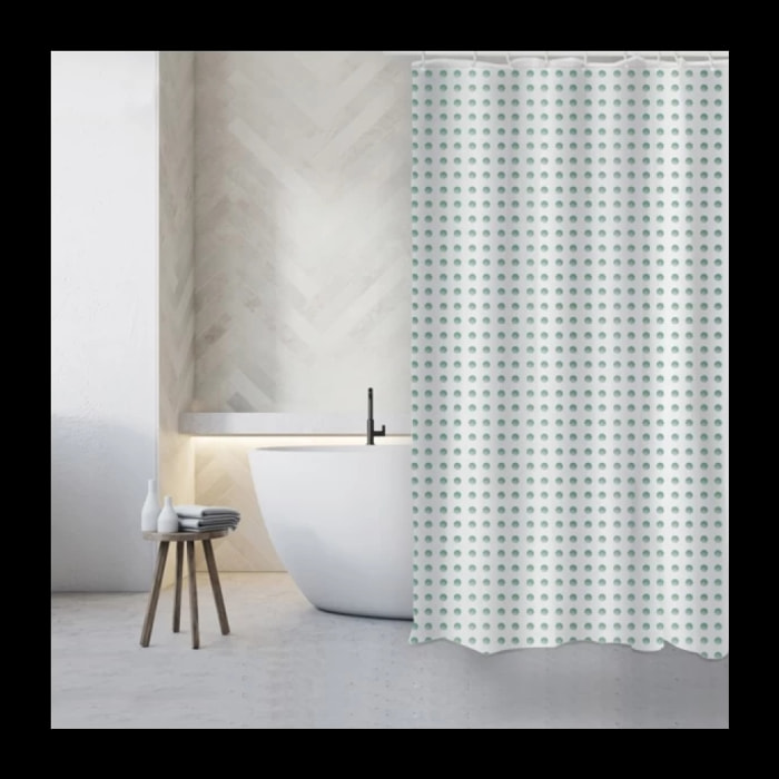Rideau de douche Polyester CAMBERRA 180x200cm QUALITE PREMIUM Gris & Blanc MSV