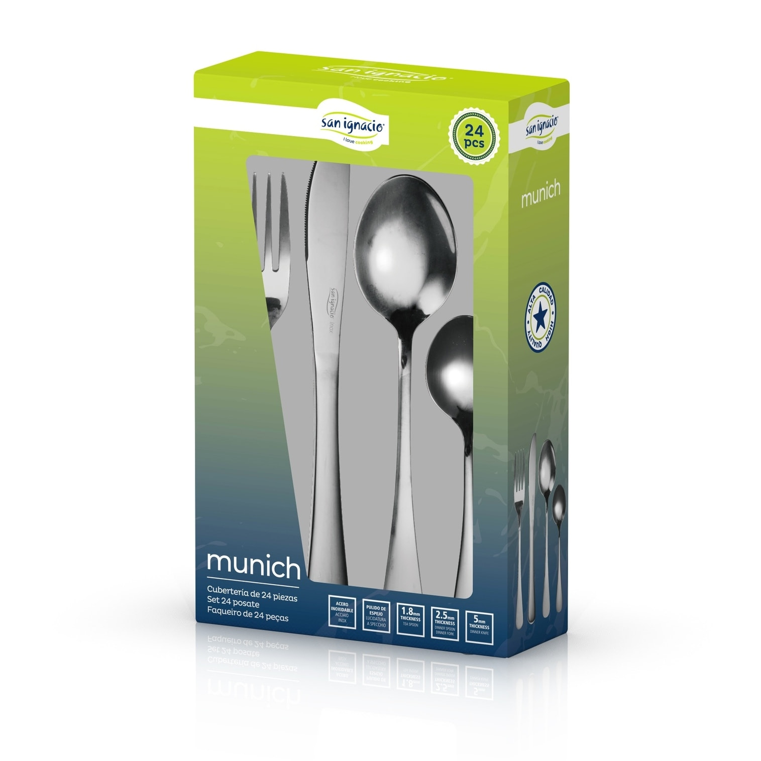 Juego de cubiertos 24 pzs acero inox munich