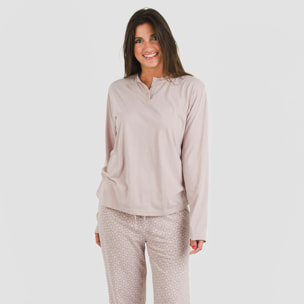 Pijama largo algodón Madrigal Marsala