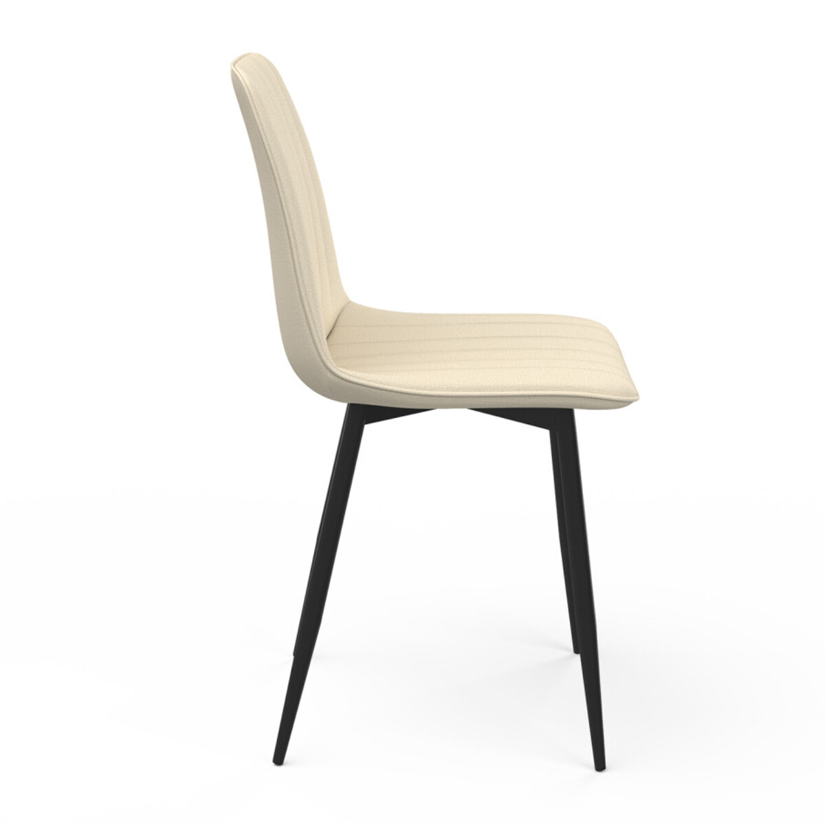 Chaises Fiona velours beige pieds métal noirs - lot de 6