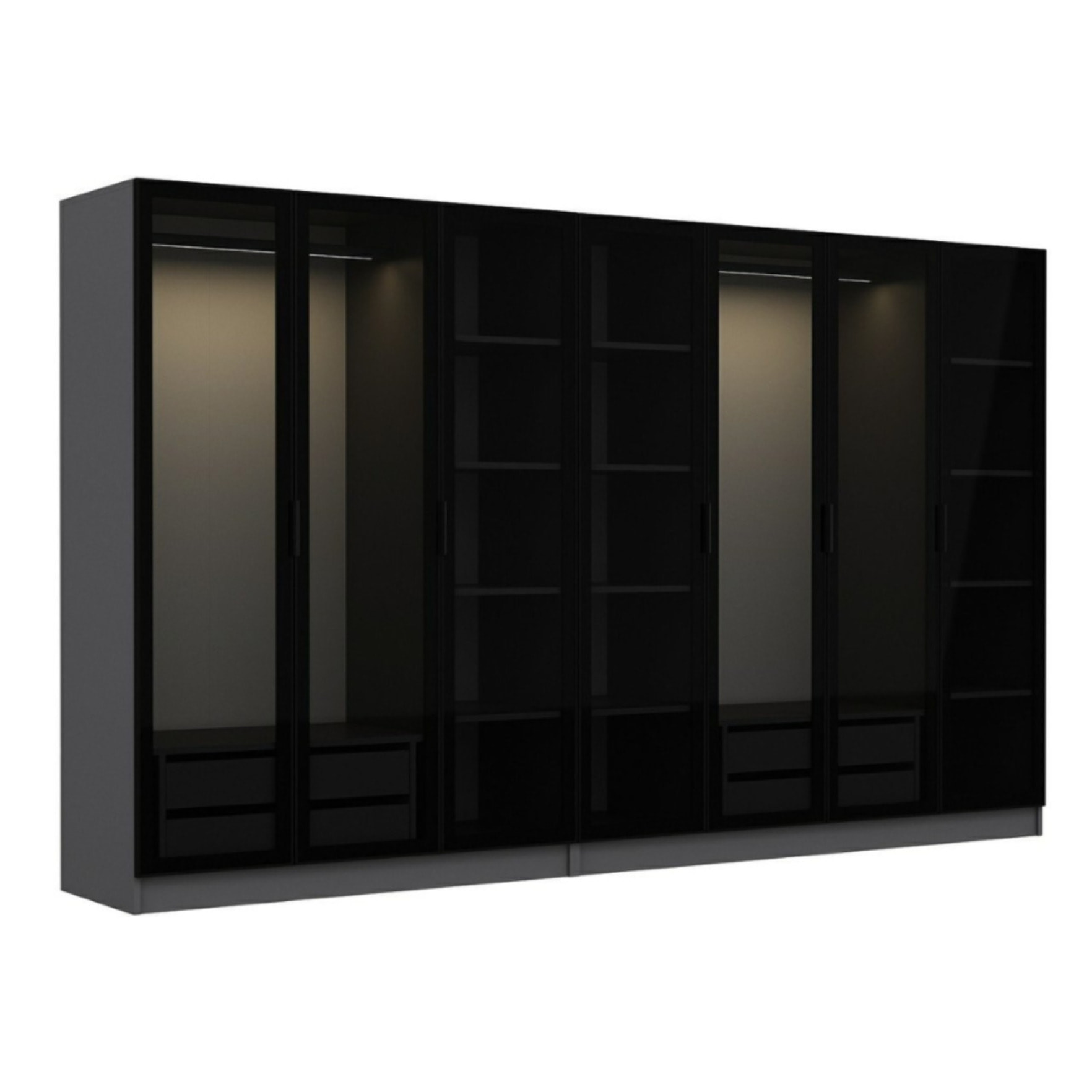 DUMAS - Dressing avec étagères et penderies - 21 espaces de stockage - 315 x 210 x 52 cm