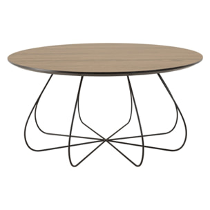 JULIA - Table basse biseautée 80x80cm mocha pieds forme panier en métal