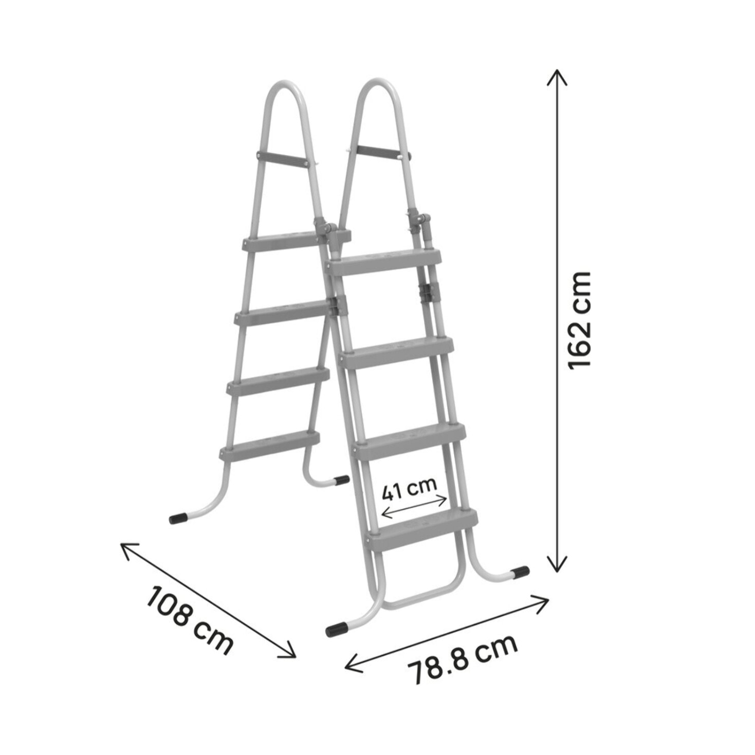 Escalier de piscine avec système de sécurité enfant "Milo" - Gris