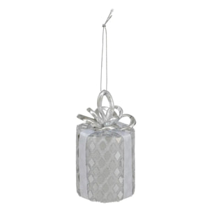 Décoration de sapin cadeau sequin argentée 10cm