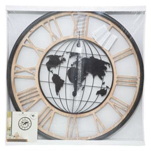 Horloge monde noir D67cm