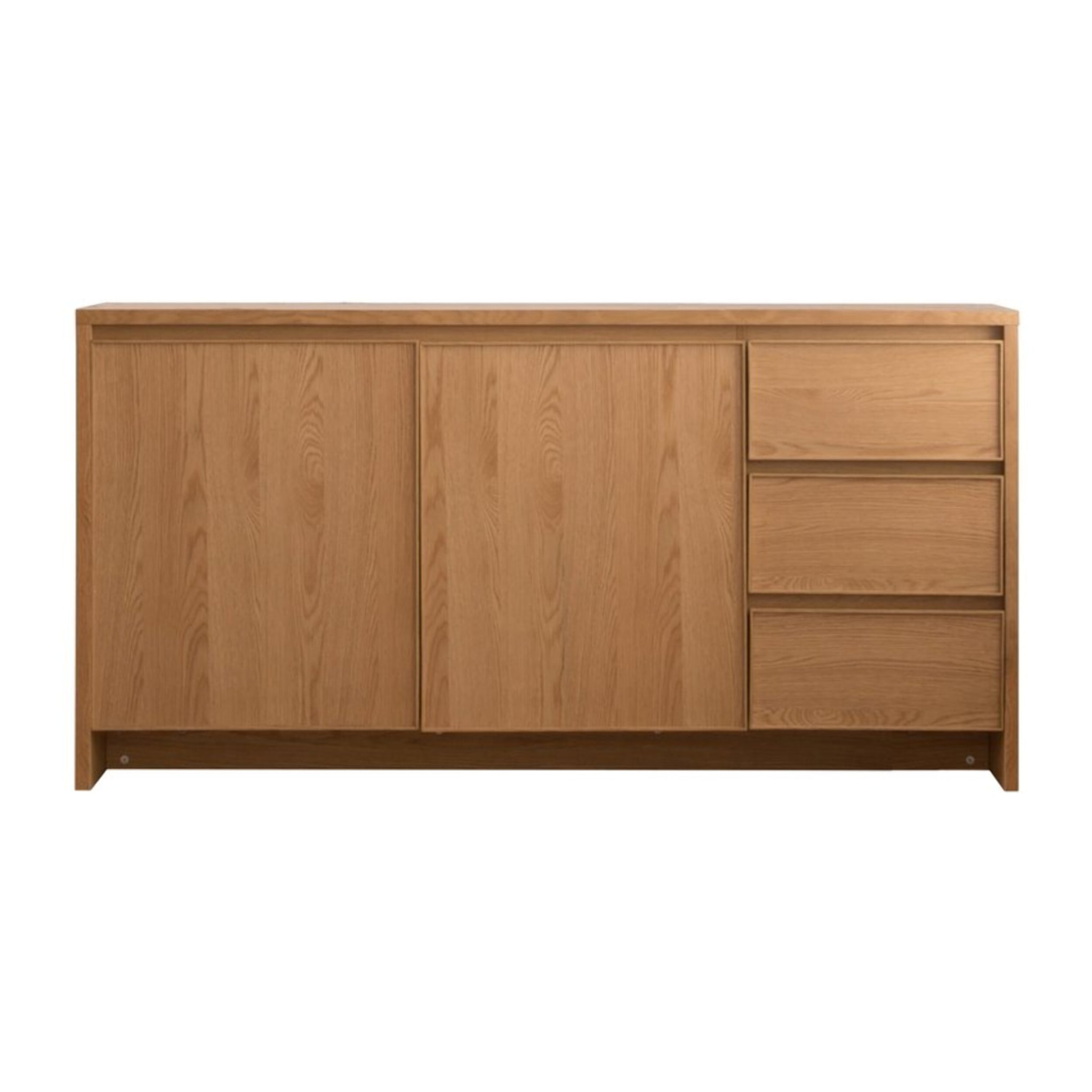 Buffet Nairobi -panneau en tôle naturelle et panneau stratifié technique-couleur chêne naturel 160 x 80 x 45 cm