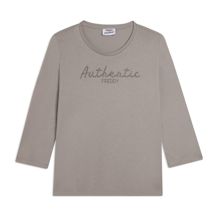 T-shirt manica 3/4 "Authentic" con logo FREDDY in strass
