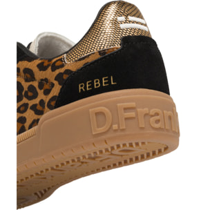Zapatillas Bajas de Mujer de Piel y Forro Técnico Estampado Leopardo Rebel