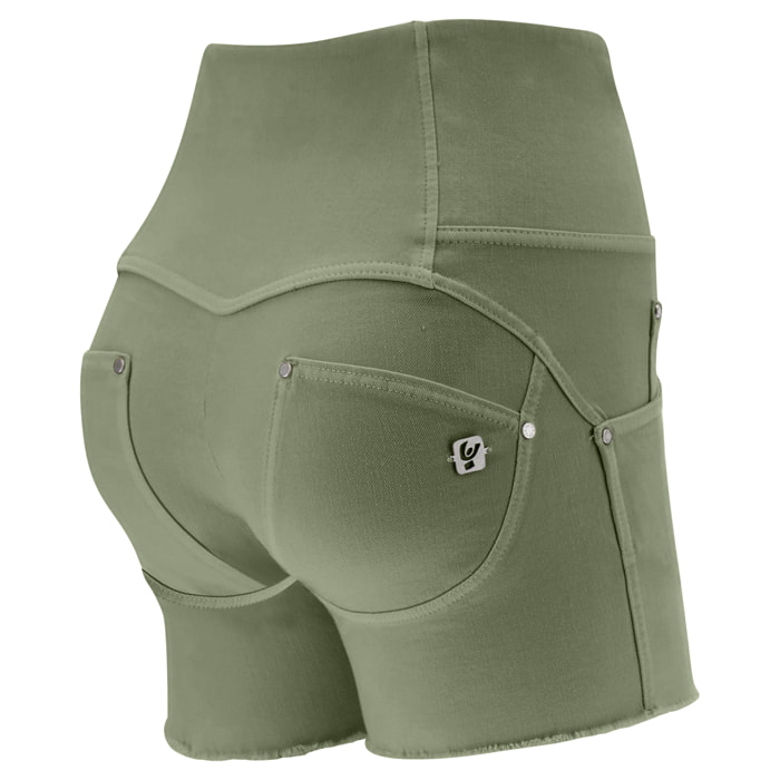 Shorts push up WR.UP® in gabardine vita alta e taglio vivo