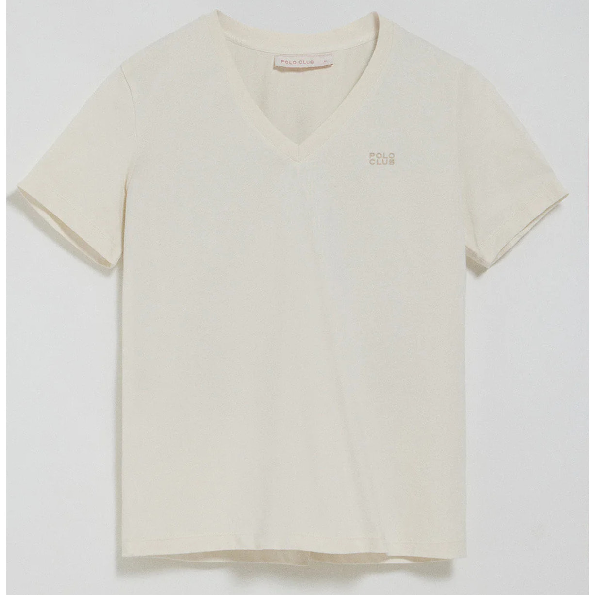 Maglietta Turia ecrù con finitura peach effect e print Polo Club in gomma