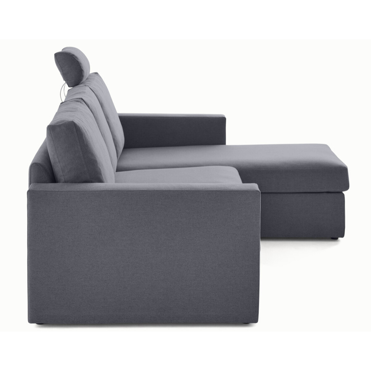Barrie - canapé d'angle réversible 4 places avec têtière amovible en tissu - Gris