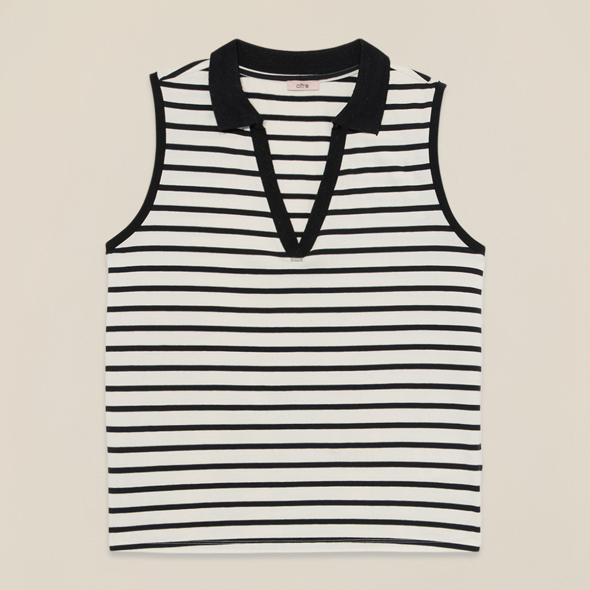 Oltre - Top polo a righe - Bianco