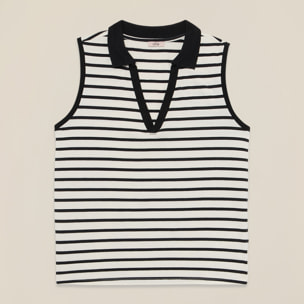 Oltre - Top polo a righe - Bianco