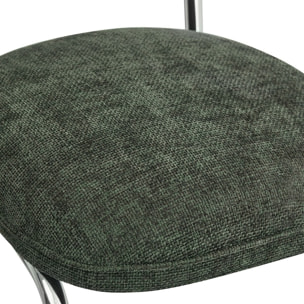 Lot de 2 tabourets de bar chromés en tissu chenille - LOU