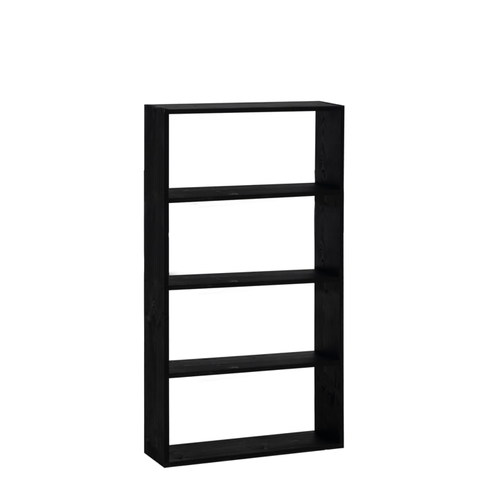 Estantería de madera maciza tono negro con 3 estantes Alto: 146 Largo: 80 Ancho: 20