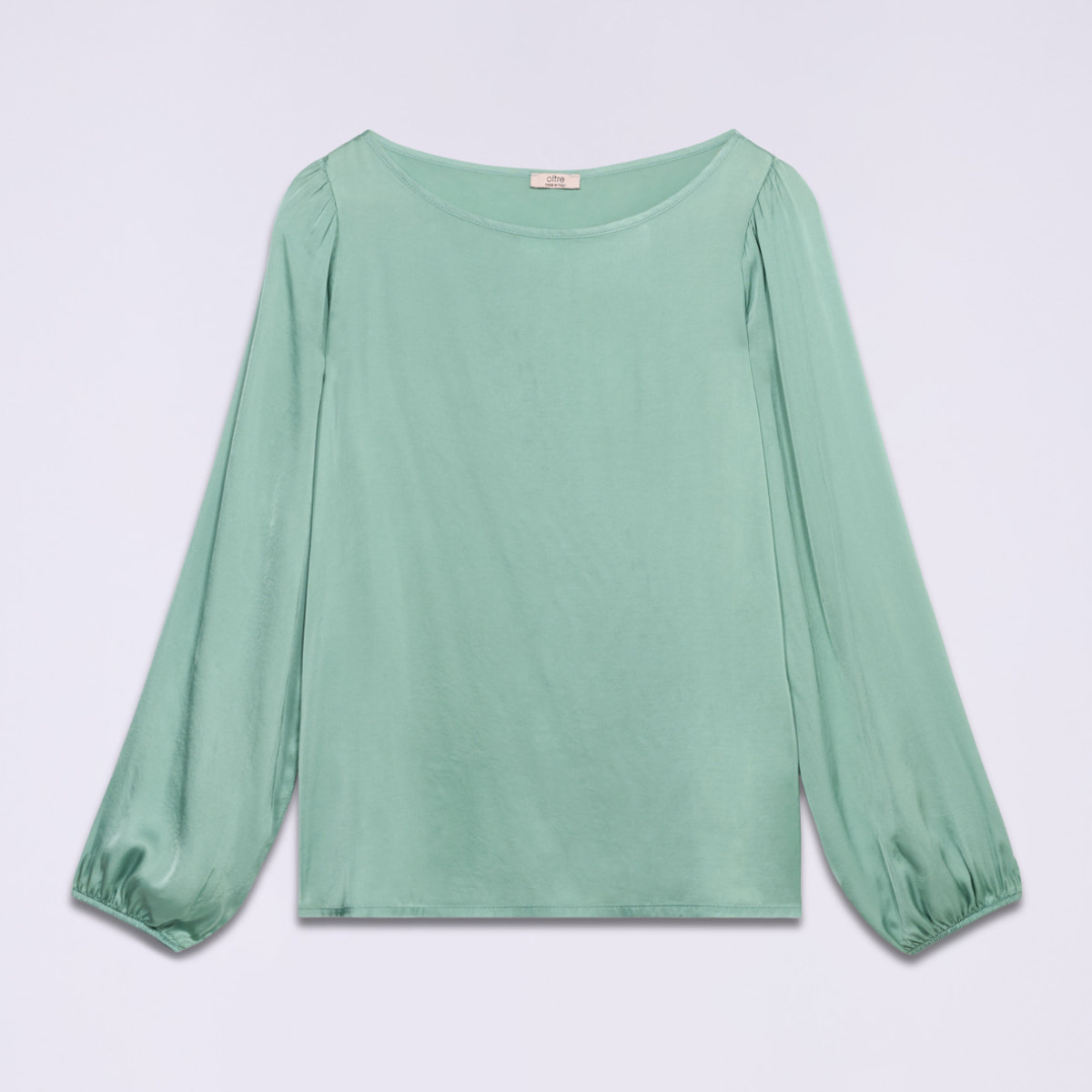 Oltre - Blusa maniche lunghe in raso di viscosa - Verde acqua