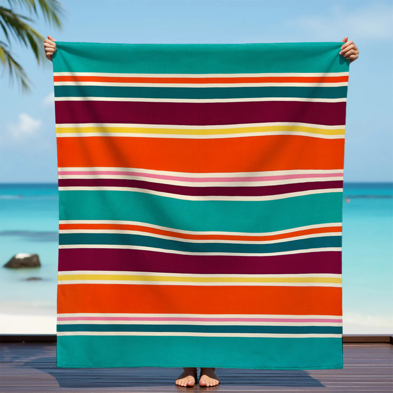 Serviette de plage XL microfibre Multicolore 140x170 220g/m² - Antiparos