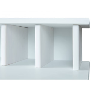 Scrivania in pino tinto bianco con piano sollevabile in MDF bianco, 110 x 76 x 68.5, Bianco