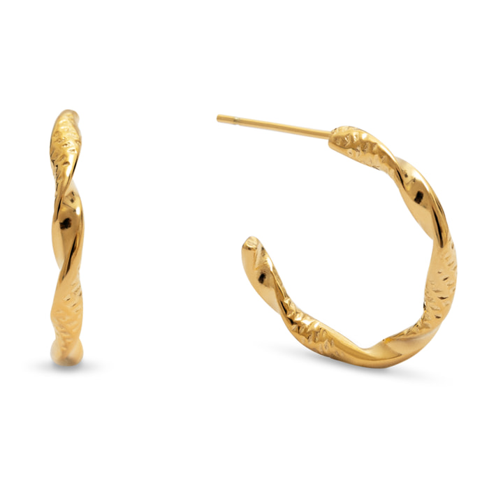 Pendientes Aro Tressia Organic Acero Baño Oro