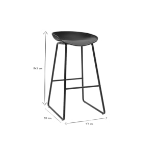 Tabourets de bar design noirs H75 cm (lot de 2) PEBBLE