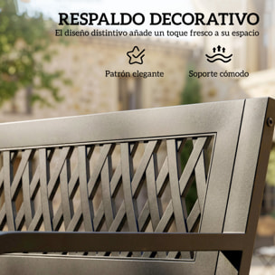 Banco de Jardín Exterior de 2 Plazas, Banco Exterior con Asiento Listonado, Reposabrazos y Marco de Acero, para Patio, Terraza, 119x50x75 cm, Negro