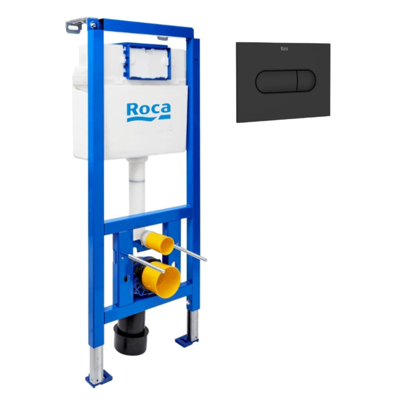 Bâti-support WC suspendu, installation sur cloison légère, hauteur 112 cm, chasse 2/4-6 L + plaque noir mat (ROB01-FR)