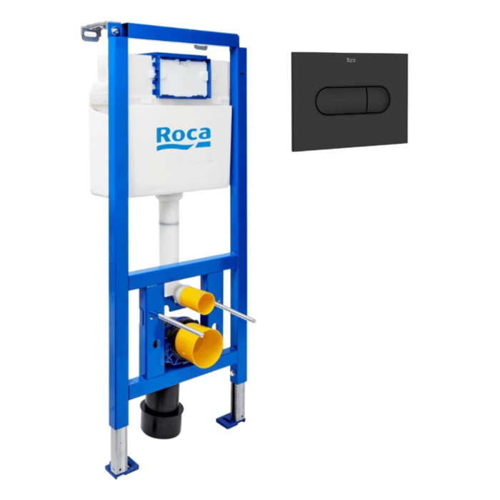 Bâti-support WC suspendu, installation sur cloison légère, hauteur 112 cm, chasse 2/4-6 L + plaque noir mat (ROB01-FR)