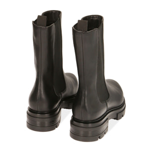 Botas Chelsea de piel negra, tacón 4 cm.