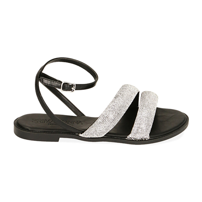 Sandalias negras de pedrería