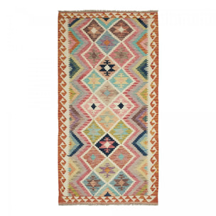 Tapis kilim au motif ethnique, tissé à plat en laine, UDITU
