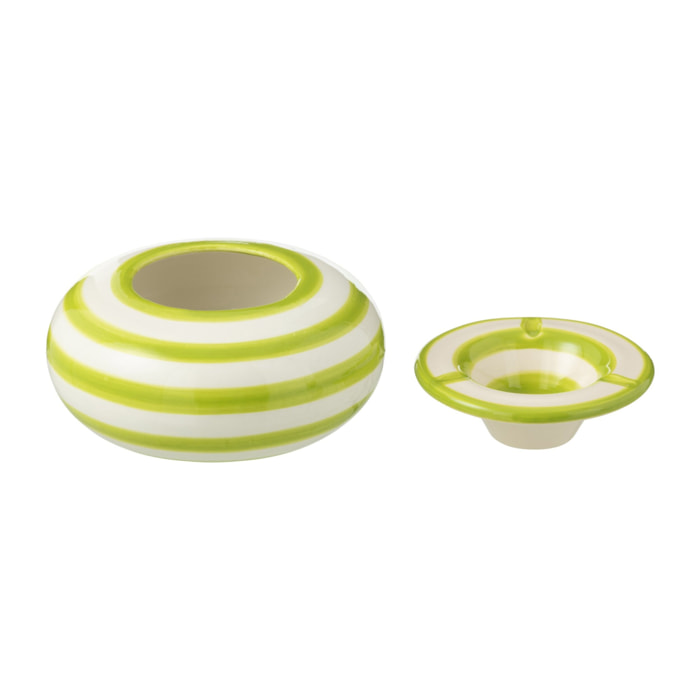 J-Line cendrier Granada Stripes - céramique - blanc/vert - large