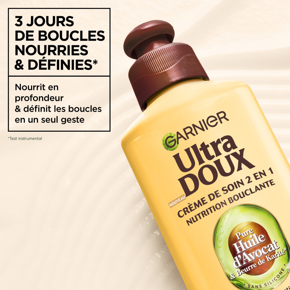 Lot de 6 - Garnier Ultra Doux Pure Huile d'Avocat & Beurre de Karité Crème de Soin 2-en-1 Nutrition Bouclante 200ml - Homme & Fe