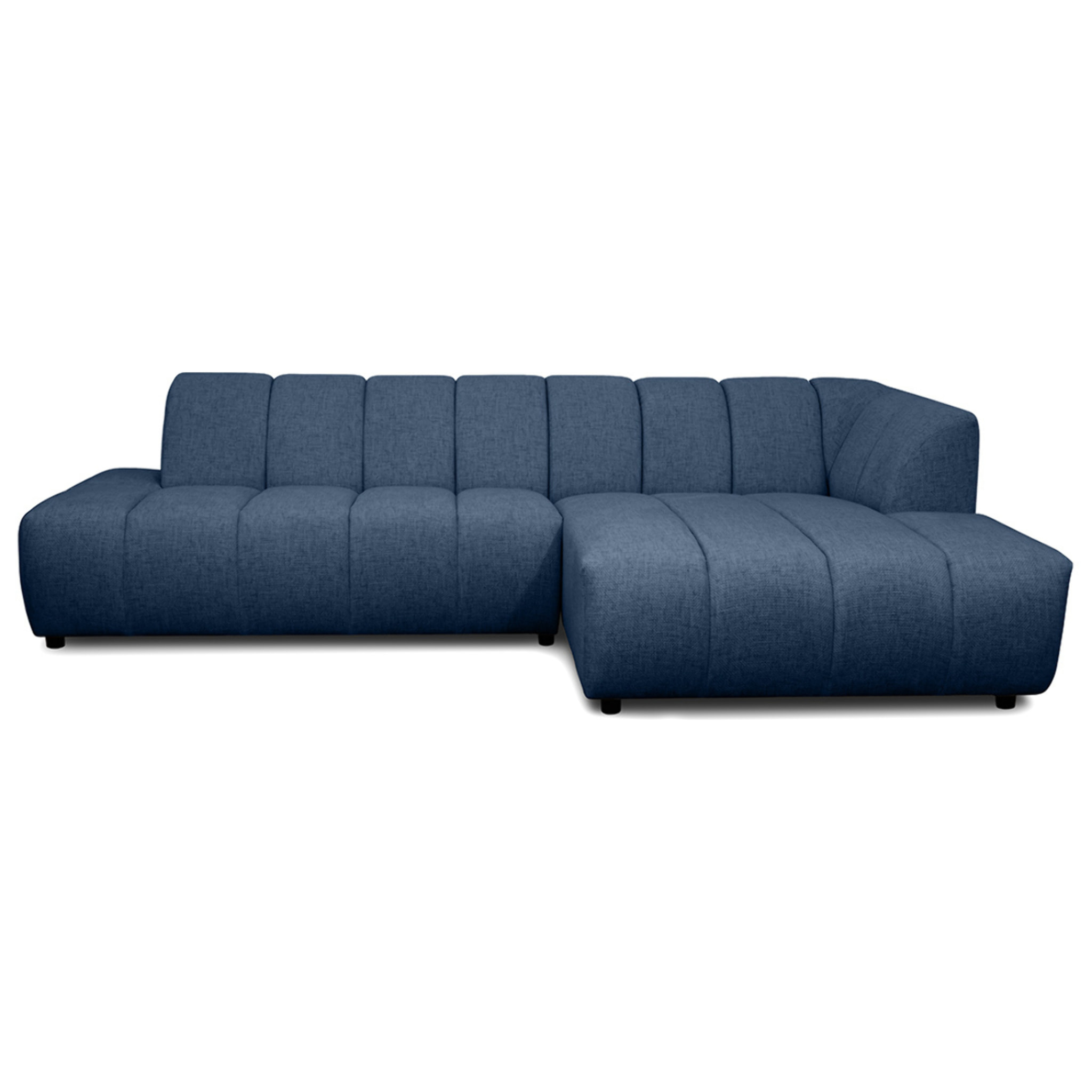 Curtis - canapé d'angle droit 4 places sans accoudoir en tissu texturé - Bleu