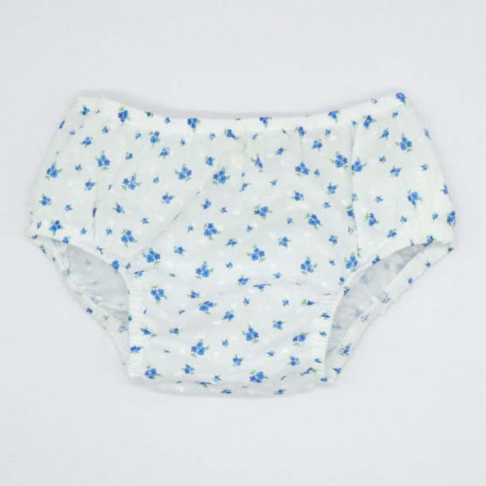 CUBREPAÑAL PLUMETI FLORES AZUL Y BLANCO