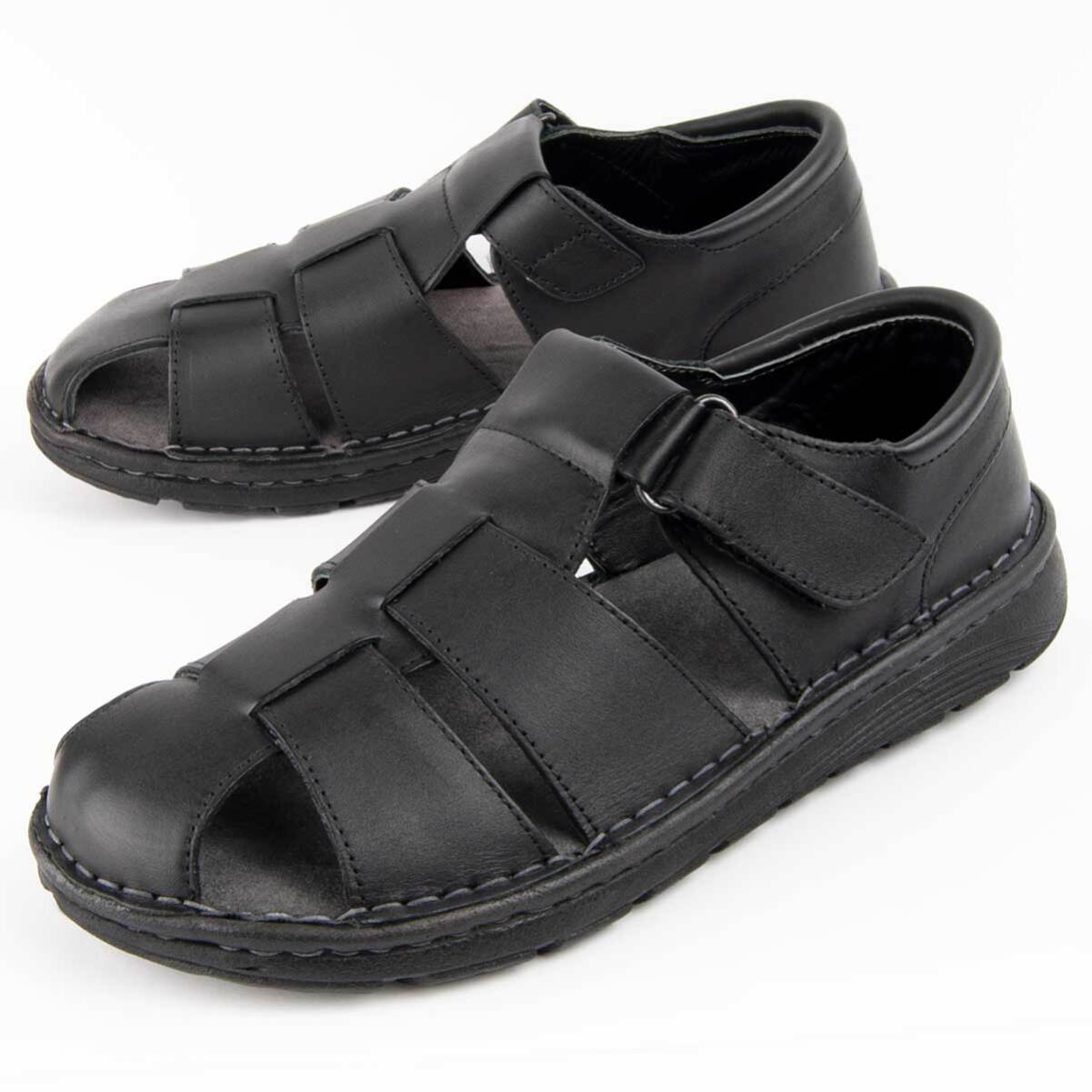 Sandalia De Piel - Negro