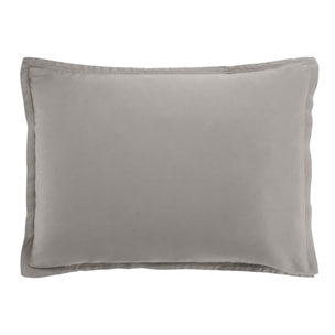 Paire de taies d'oreiller 100% satin de coton lavé 105 fils gris clair