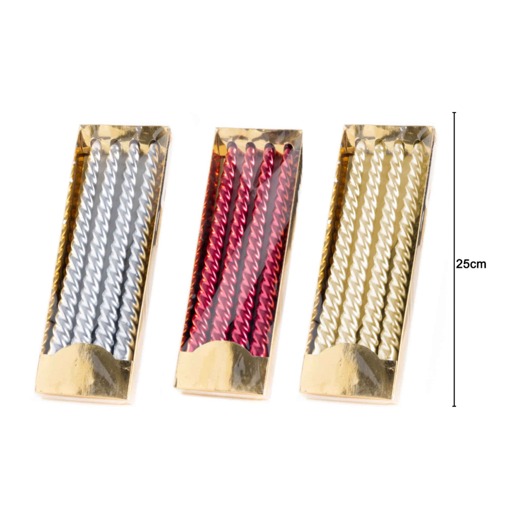 Set 2 Candele Decorative Natalizie Metallizzate Modello Ritorte