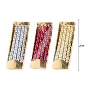 Set 2 Candele Decorative Natalizie Metallizzate Modello Ritorte